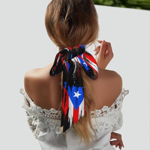 Puerto Rico Flag Abstract Art Women'S Luxury Satin Silk Scarf for Hair Neck Purse - Soft Lightweight Sun Protection Bandana Accessory with Glossy Finish for Summer Handbag Decoration3