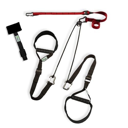 eaglefit - Premium Sling-Trainer „Exclusive“ für Zuhause inkl. Umlenkrolle, Türanker, Wand-, oder Deckenhalterung & Zubehör - Schlingentrainer Ganzkörper Gerät - Strap System Bodyweight Training (rot)
