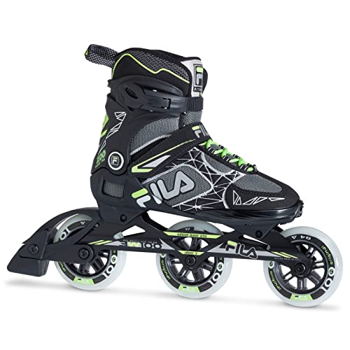 FILA Legacy Pro 100 Inline Speed Skates for Women | Precision, Performance, and Stability for Training in Outdoor and Indoor Rinks | Black, Gray, Green, Women 9