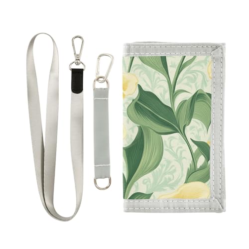 KLL Retro Yellow Calla Lily Flowers Trifold Minimalist Wallet for Travel Minimalist Colorful Card Wallet with Lanyard