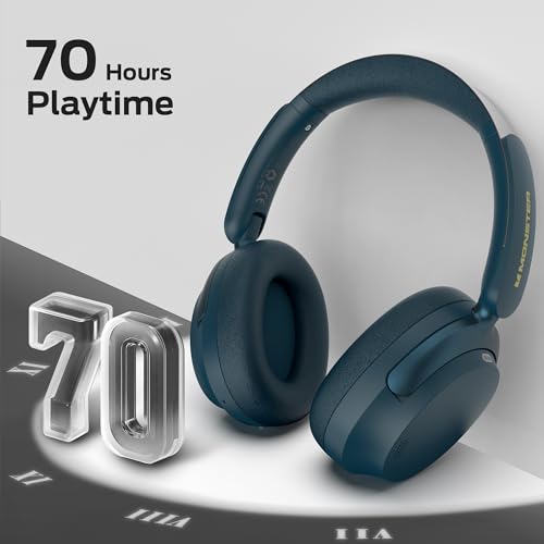 Monster Persona 3rd ANC Over Ear Bluetooth Headphones, Bluetooth 5.4, 70H Playtime, Noise Cancelling Headset with Microphone, Foldable Lightweight Comfort Fit, Blue - image 6