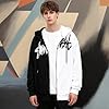KENAIJING Men's Hoodie Zipper Hip Hop Jacket Street Style Outdoor Patchwork Sweatshirt Hooded Jacket (White Black, XXL) #5