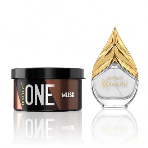 Image of Involve ONE Musk Car Perfume & Rainforest Crystal Rain Spray Air Car Perfume Combo (Pack of 2) | Long Lasting Fragrance | Car Fresheners | Car Accessories Interior | Car Accessories 2026
