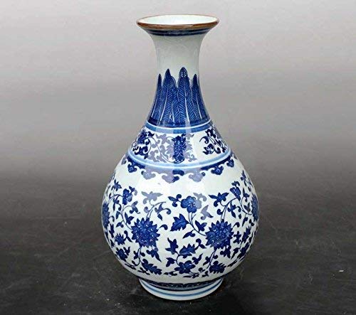 sdneNest Jarrones para decoración de porcelana azul y blanca hecha a mano con flores y plantas