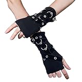 Instobig Goth Emo Gloves Long Fingerless Thumb Hole Fashion Buckle Rave Gothic Y2k Punk Bachelorett Party Arm Sleeve Concert Rock Summer Arm Covers Tour Women Dance, Soild Black