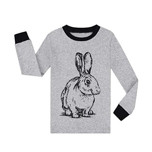 Benaive Easter Pajamas for Boys, Bunny Pjs for Boy Cotton Pajama, 2-Piece Children Pants Set (Rabbit, Grey, 3T) - image 2