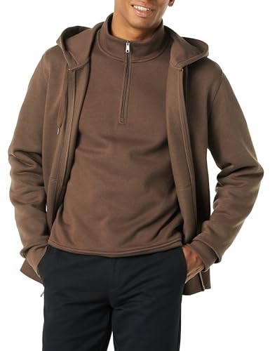 Amazon Essentials Men's Full-Zip Fleece Hoodie (Available in Big & Tall), Medium Brown, S