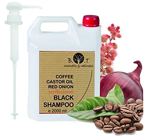 Black Champú Café Ricino y Extracto de Cebolla Detox Champu Anti Polución Acelerador 2000 ml