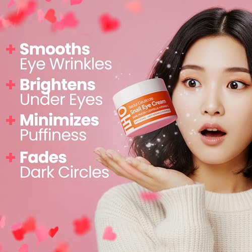 SeoulCeuticals Korean Snail Mucin Eye Cream - 97.5% Snail Filtrate K Beauty Anti Aging Under Eye Anti Wrinkle Eye Treatment Cream 0.5oz