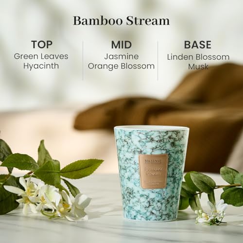Image of M&SENSE Bamboo StreamScented Soy Candle, 3 Wick Highly Scented 14.1 Oz 75H, Aromatherapy Christmas Gift for Women and Men