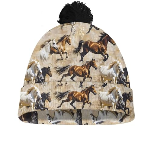 Kids Beanie Winter Soft Warm Knitted Hats Skull Pompom Cozy Caps for Girls Boys