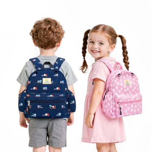 Image of STEAMEDBUN Corduroy Toddler Backpack for Girls 2-4: Kids backpack for Boys Girls - 12 inch Preschool Kindergarten Backpacks - Pink Daisy