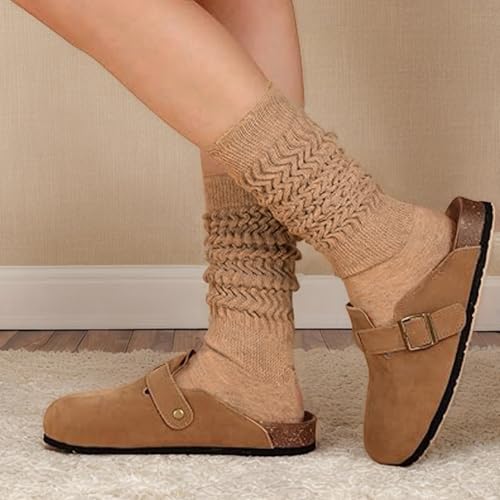 2Pairs Womens Scrunch Socks Extra Long Breathable & Soft Girls Slouch Socks Free Size Beige & Camel Tube Women for Girls Children Shoes Supplies Womens Scrunch3