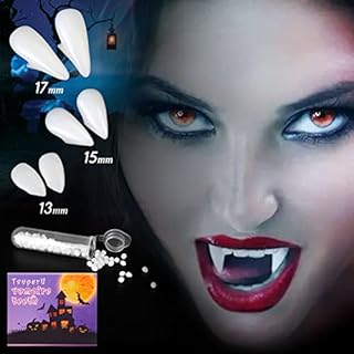 Vampire Teeth for Kids Vampire Fangs Adult Fake Fangs Teeth Halloween Party Bag Fillers Cosplay Accessories, Werewolf Halloween activities for Kids Halloween Decorations, 3 Pcs Vampire Fangs with Glue