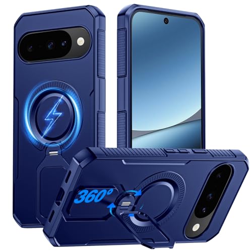 CENMASO Magnetic for Google Pixel 10 Pro Case/Pixel 10 Case with 360° Spin Stand, Fit for Magsafe, Military Grade Protection, Shockproof Case for Pixel 10/10 Pro with Kickstand (Blue)
