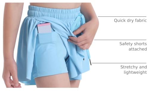 Image of KEREDA Girls Flowy Butterfly Shorts 2-in-1 Kids Preppy Athletic Clothes | with Spandex Liner for Teen Girls