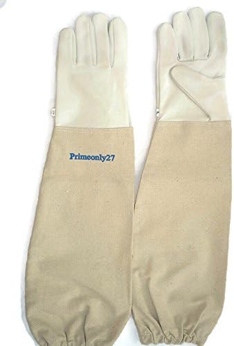 Primeonly27 Goat skin leather gloves with canvas cuff (Small)