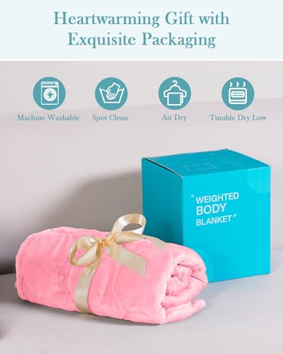 Image of Topblan Weighted Lap Blanket 7lbs for Adults, Small Weighted Blanket Throw for Napping, Relaxation, Calming and Travel, Skin Friendly & Machine Washable for All-Season Sleeping, Pink 24x29 inches