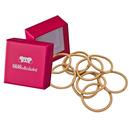 HAARallerliebst® Pack of 20 Thick Beige Hair Bobbles Colour Golden Blonde, Metal-Free Braid Elastics