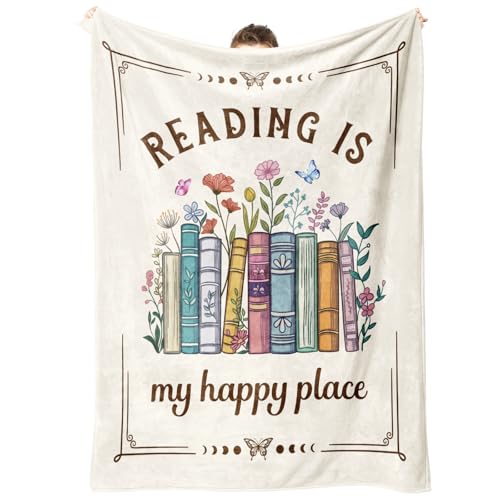 musaecoin Book Lovers Gifts, Reading Blanket Gifts for Book Lovers, Unique Bookish Presents for Reader Bookworm on Birthday Christmas Soft Flannel Throw Blanket 60"x50"