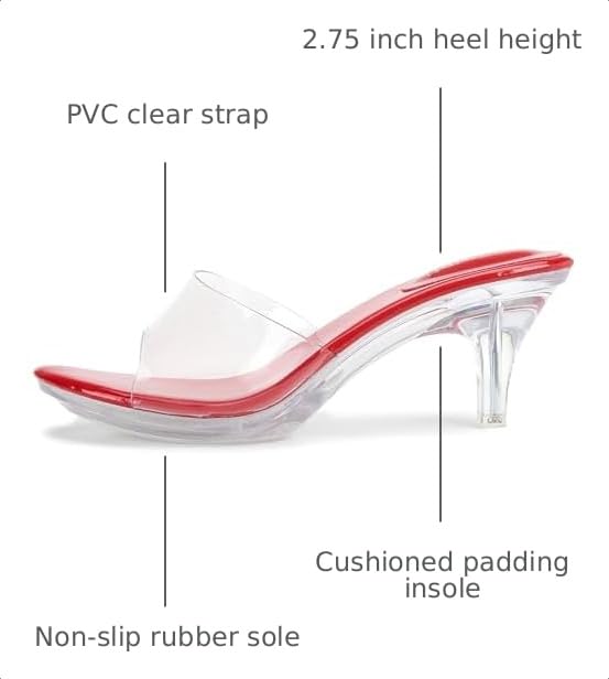 Image of NBUUNBU Clear Heels for Women Silver Black Heels Little Platform Sexy High Heels Sandals Stiletto Kitten Open Toe Dress Shoes Comfortable Double Transparent Strap Heeled Sandals Mule