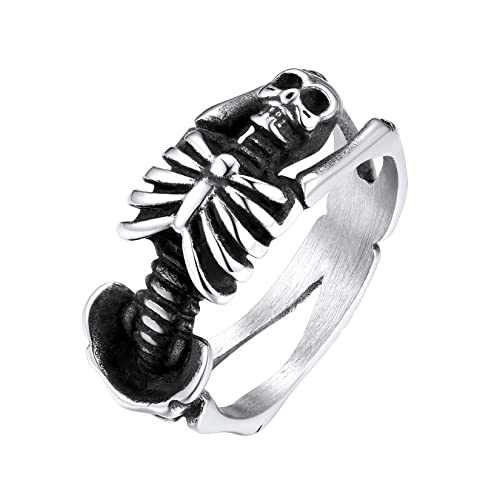 Bague squelette homme en acier inoxydable de haute qualité de taille 62 style gothique