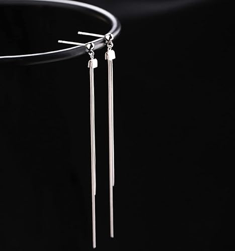 Vista 5 de Reffeer Aretes de cadena de borla de plata de ley 925 para mujeres y niñas, aretes largos de gota minimalistas, Plata de ley, no conocido