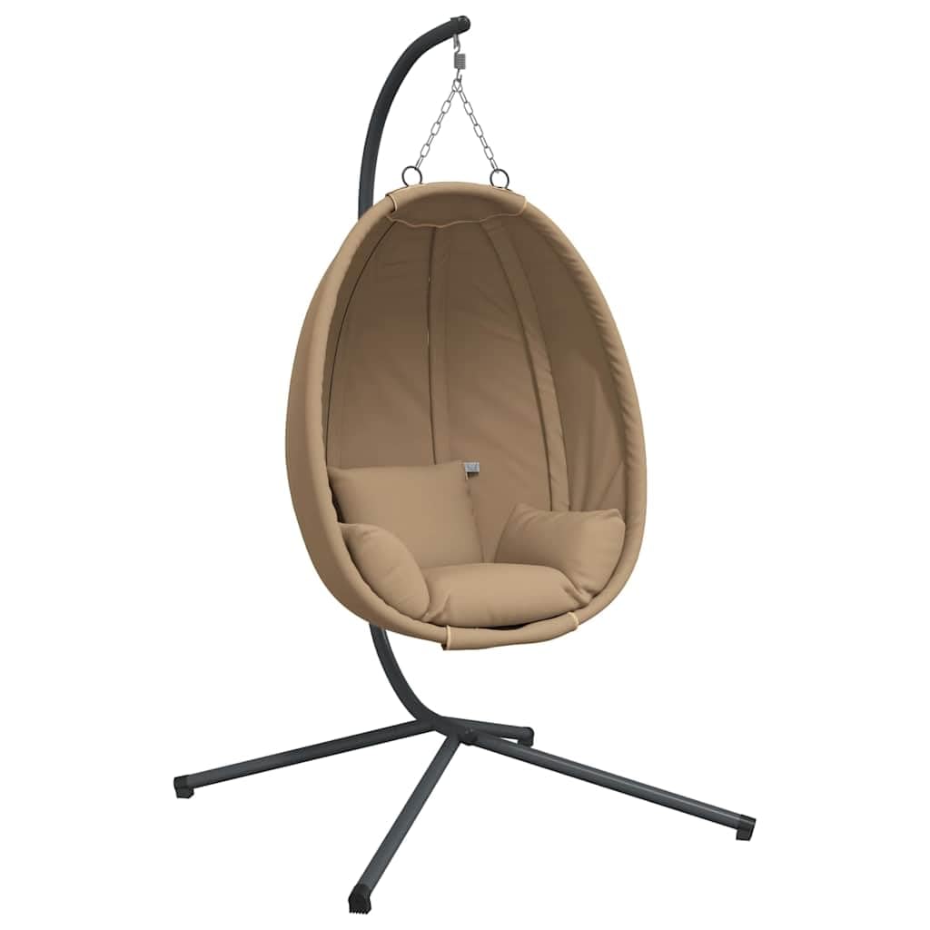 Genérico Silla Colgante Huevo con Soporte Tela y Acero Gris Taupe,Casa y jardín,Jardín,Artículos de Exterior,Balancines de jardín-4007410