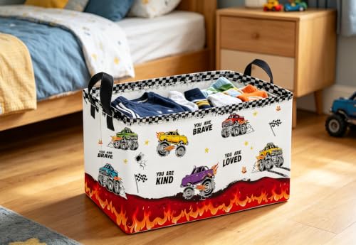 Image of Essme Rectangular Car Basket,Cute Storage Bins Organizer with Handles for Room Decor, Shelf Basket.(Flame car