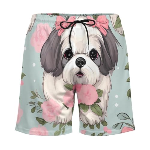 Shih Tzu Dog Men's Swim Trunks Board Shorts Quick Dry Bathing Suit Swimwear with Compression Liner4