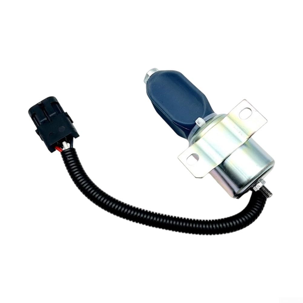 Électrovanne d'arrêt de flamme 24 V 332J5060 pour pelleteuses et tracteurs JCB JS130 JS160 JS180 JS240 Construction en métal Fiable Arrêt de carburant Pièce de rechange Blac