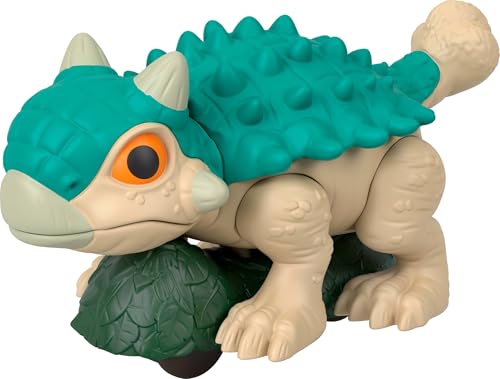 Fisher Price Imaginext Jurassic World Dinosaurio, Juguete de Empuje Ankylosaurus con Ruedas giratorias y Movimiento de Movimiento, 5.5 Pulgadas de Alto