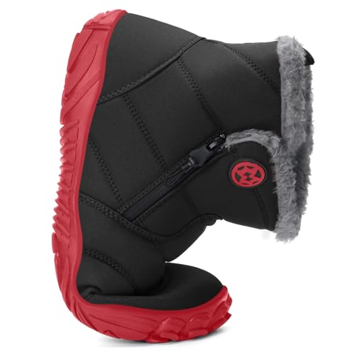 Image of Hsyooes Womens Mens Barefoot Boots Winter Snow Boots Wide Width | Warm Ankle Booties,Fur Lined,Zero Drop Sole,Wide Toe Box