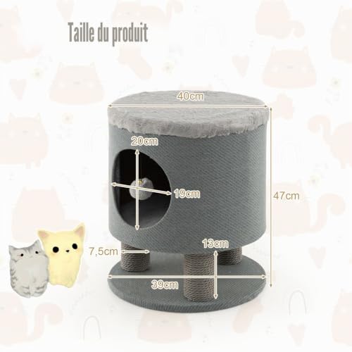 Arbre à chat avec niche grise SOARS pour petits espaces et salons modernes - 6