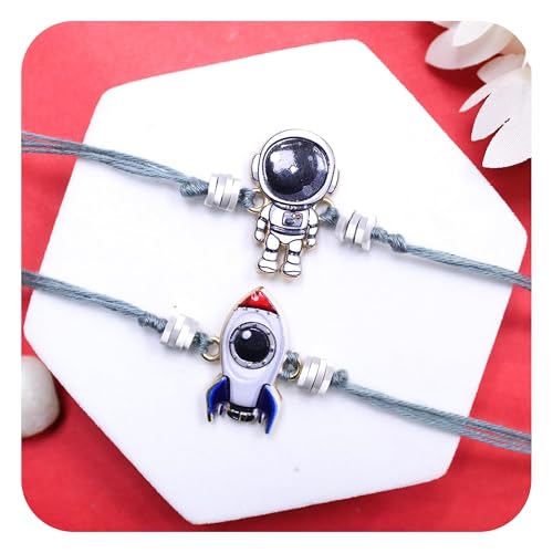 Image of TIED RIBBONS Rakhi for Kids with Astronaut Design - Premium Rakhi Set of 2 for Kids Boys Baby Brother Astronauts Rakhi's With Card and Roli Chawal