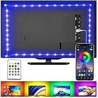 Tira de luces LED para TV, kit de retroiluminación USB con control remoto, sincronización de control de aplicación con música, iluminación LED 5050 RGB para HDTV (2m para TV de 32 a 60 pulgadas)