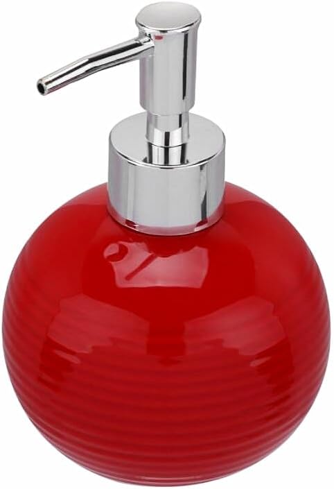 EatingBiting Red Easy-to-Clean Ceramic Hand Soap Dispenser Bathroom Countertop Decorative Accessories Soap Bottle Container for Essential Oils Lotions Wide Application