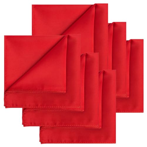 Image of KissTies 6PCS Satin Pocket Square Plain Color Handkerchief Gift Set