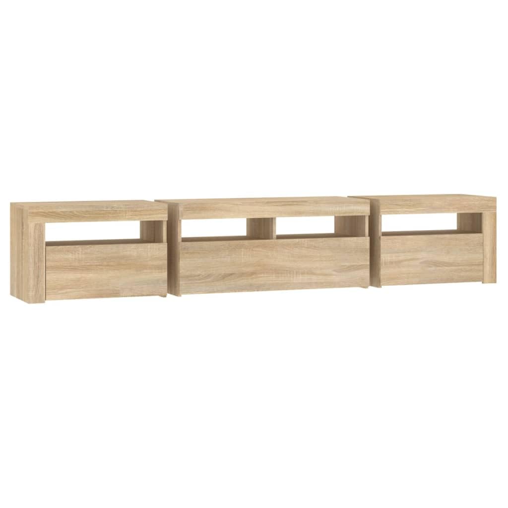 vidaXL Mueble de TV con Luces LED Roble Sonoma 210x35x40 cm