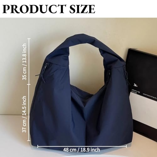 Image of Slouchy Tote Bag for Women Large Nylon Shoulder Bag with Multiple Pockets Crescent Bag Underarm Hobo Bag for Travel Gym
