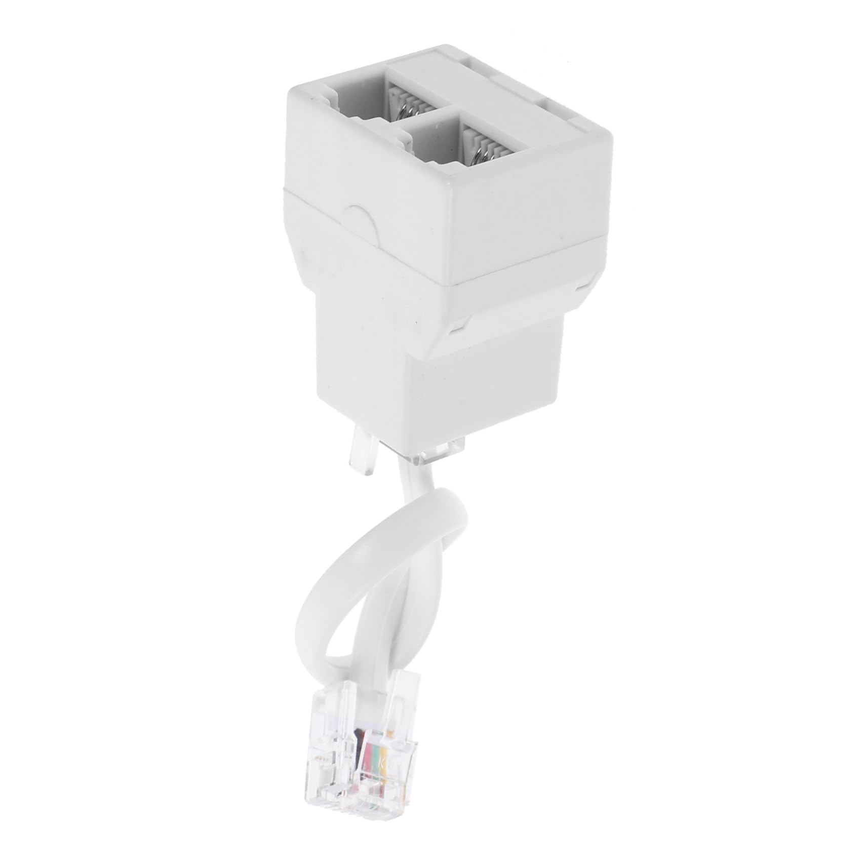 KALLORY 4pcs Phone Line Splitter Adapter Pin Telephone Jack Splitter for Dual Phone Use Cable Connector Compatible Easy Installation Home Office