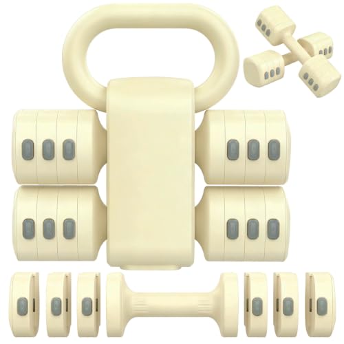 Image of Hezeyferg Adjustable Dumbbell Set, 2-in-1 Hand Weights with Kettlebell Form | 4-Level 2.2-5.5lb Each, Dual-Button Locking, for Women Men Beginners Home Gym, Portable & Space-Efficient, Full Body Workout