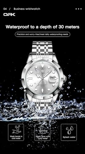 Image of OPK Watches for Men Diamond Roman Analog Mens Watches Waterproof Large Stainless Steel Men Wrist Watch Business Father Gift Watch