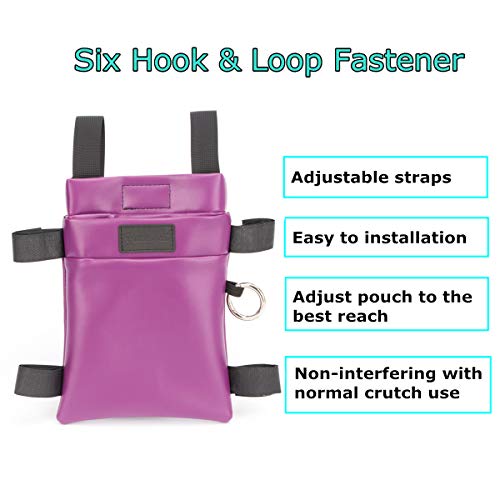 Crutch Bag Universal Crutches Accessory Crutch Carryon Pouch (Purple, Pu Leather)