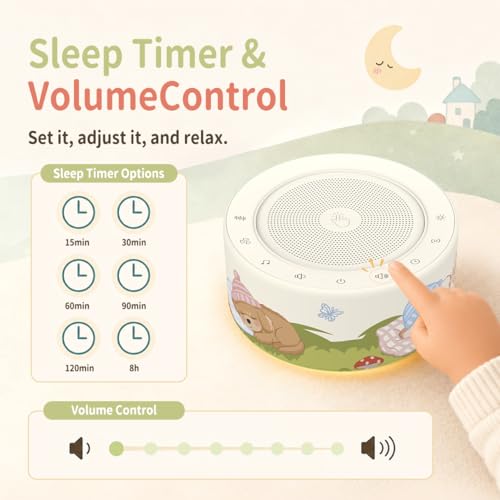 Image of Kipcush White Noise Machine for Baby & Adults, Sleep Sound Machine with 30 Soothing Sounds, 8-Color Night Light, Memory Function, White Noise for Sleeping, Nursery, Office, Travel, Relaxation