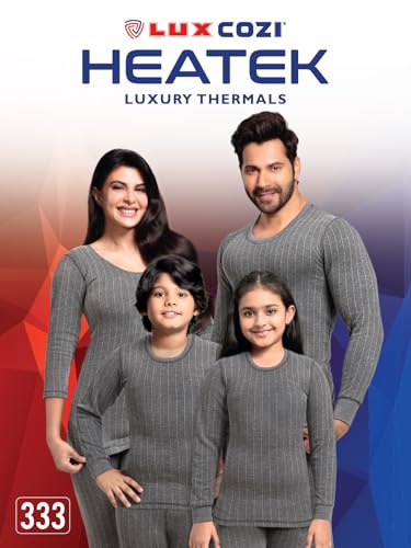 Image of Lux Cozi HEATEK Men's Round Neck Full Sleeve Skin Friendly Winter Wear Thermal Top and Bottom Set | Thermal Set for Men | Style 333
