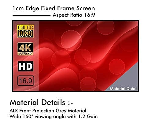 Image of BIG VUE 1 Cm Edge 165 Inches Fixed Frame Projector Screen 16:9 Diagonal Active 3D 4K Ultra Hd Projector Screen (165 Inch, Grey)