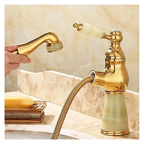 Mitigeur d'évier or et jade résistant au calcaire pour lavabo