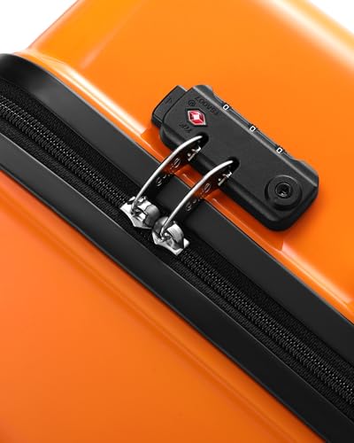 Image of Coolife Luggage Sets, 5 Piece Durable Suitcase, Lightweight Carry on Luggage with PC+ABS Hardshell, Dual Spinner Wheels, TSA Lock and YKK Zipper(orange new, 5 piece set)
