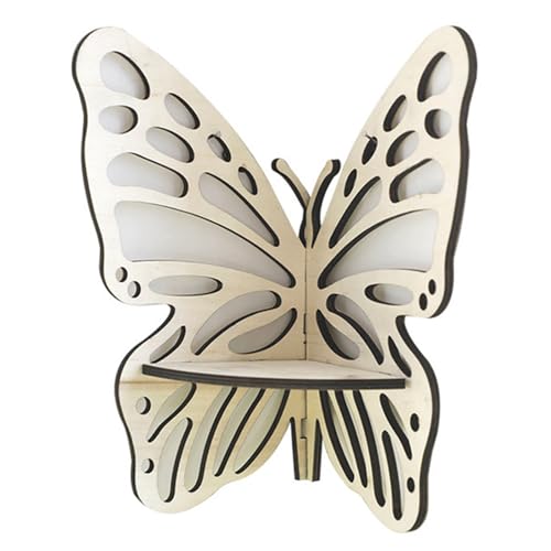 CYDZSRA Simple Smart Organization Solution - Estantes flotantes de pared para estética del hogar, estante de cristal, suspensión de mariposas, esquinas, estante de almacenamiento, color blanco